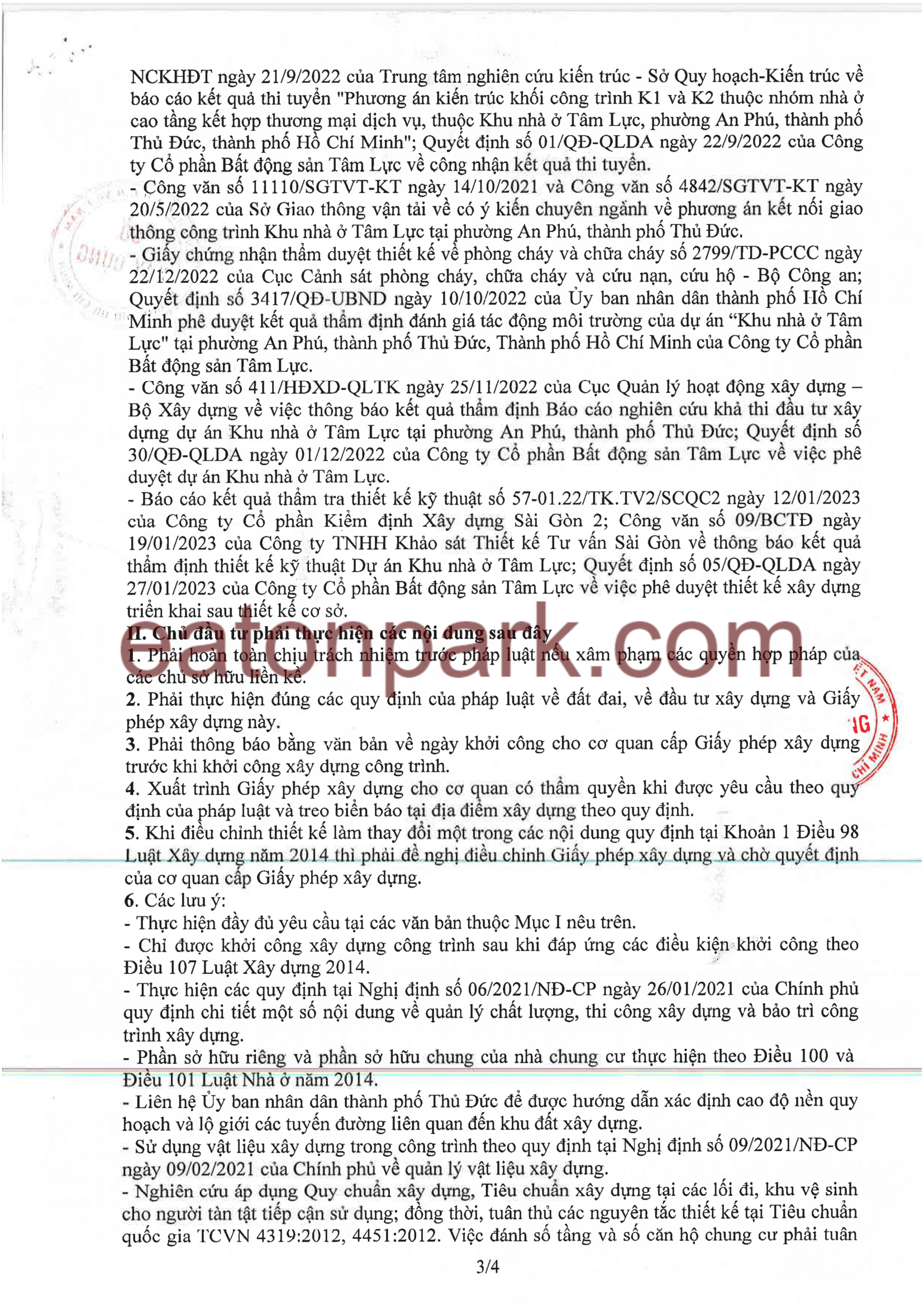 Pháp lý Eaton Park - Giấy Phép Xây Dựng