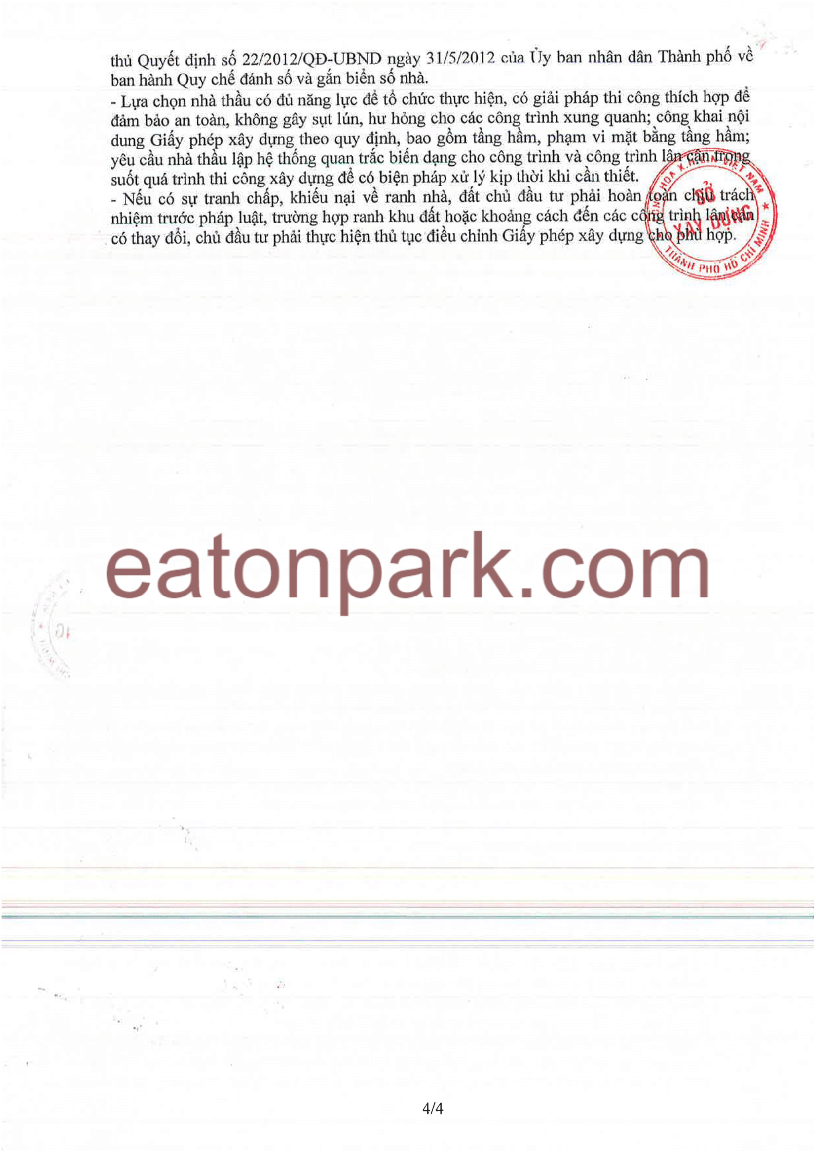 Pháp lý Eaton Park - Giấy Phép Xây Dựng